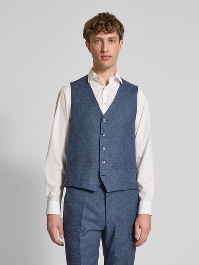 Roy Robson Kamizelka z mieszanki żywej wełny z dekoltem w serek Granatowy 4