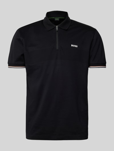 BOSS Green Poloshirt met labeldetail, model 'Philix' Zwart - 2