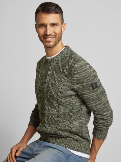 Lerros Gebreide pullover met ribboorden Groen - 3