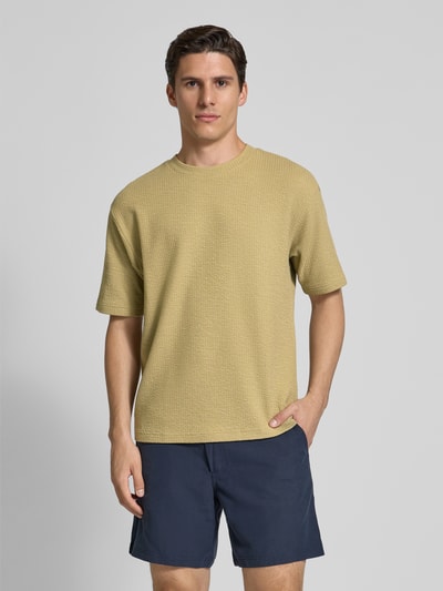 MCNEAL T-shirt met geribde ronde hals Rietgroen - 4