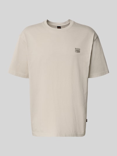 Produktfoto, Regular Fit T-Shirt aus reiner Baumwolle Modell 'TE-BRUTALISM' von BOSS Orange, gładka struktura, biały kolor, krój regular fit, drobny ściągacz, krótki rękaw, okrągły dekolt, naszywka z logo