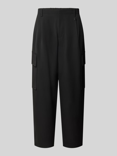 Produktfoto, Baggy Fit Hose mit Cargotaschen von Antony Morato in Schwarz, Material-Mix mit Viskose-Anteil, Bundfalten, Vorderansicht