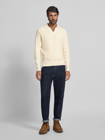 Matinique Gebreide pullover met ribboorden, model 'kollo' Offwhite - 1