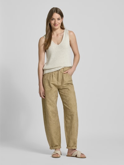 Christian Berg Woman Stoffhose aus Baumwoll-Leinen-Mix Taupe 1
