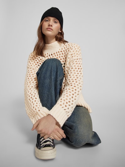 Only Regular fit gebreide pullover met broderie anglaise, model 'BILLIE' Ecru - 3