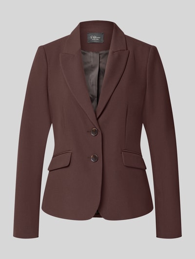 Produktfoto, brauner Slim Fit Kurzblazer mit Viskose-Anteil von s.Oliver BLACK LABEL, zwei Knöpfe, glatte Textur