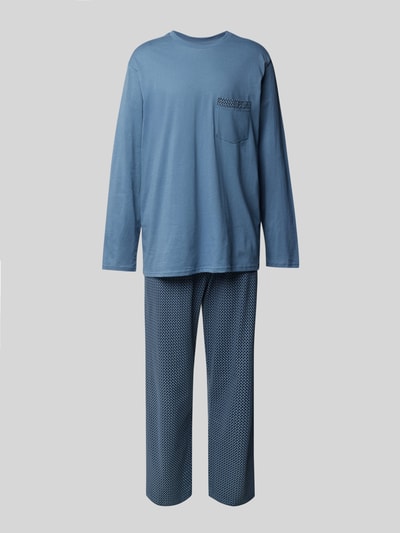 Schiesser Pyjama mit Brusttasche Rauchblau 1