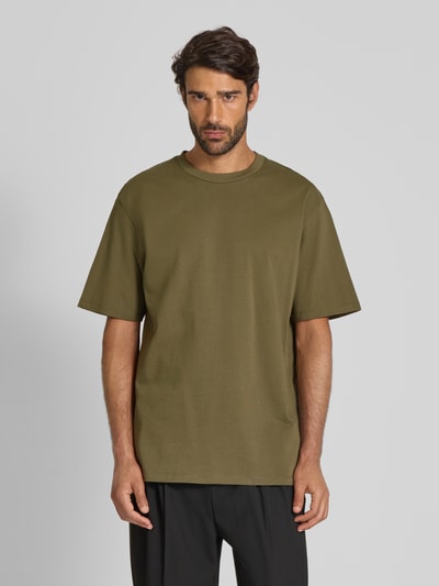 Lindbergh Oversized T-shirt met ronde hals Kaki - 4