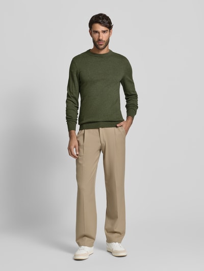 MCNEAL Strickpullover aus Baumwoll-Kaschmir-Mix mit Rundhalsausschnitt Khaki Melange 1