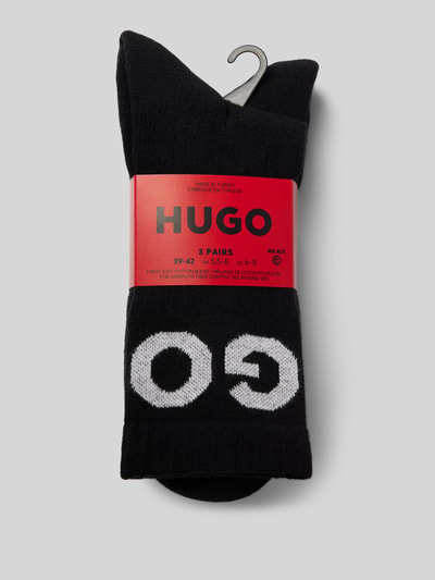 HUGO Socken mit Statement-Print im 3er-Pack Black 3