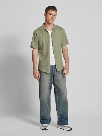 Only & Sons Freizeithemd aus Baumwoll-Leinen-Mix Modell 'CAIDEN' Hellgruen 1
