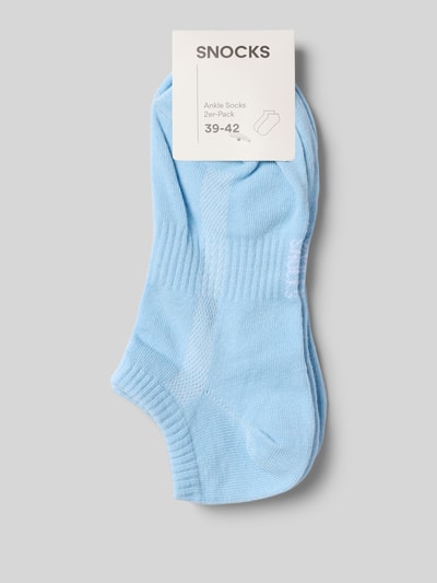 Produktfoto, Ankle Socks im 2er-Pack mit gerippten Bündchen von Snocks, mieszanka bawełny z dodatkiem streczu, jasnoniebieskie, zestaw 2 szt.