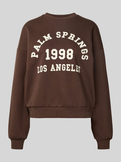 JJXX Oversized Sweatshirt mit Label-Print Modell 'MERLE' Dunkelbraun Melange 2