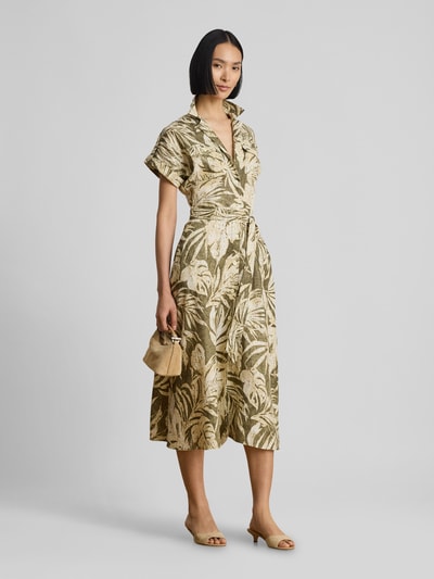 Lauren Ralph Lauren Jurk van puur linnen met strikceintuur Kaki - 1