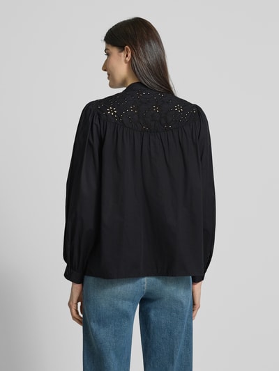 Emily Van den Bergh Relaxed Fit Bluse mit Lochmuster BLACK 5
