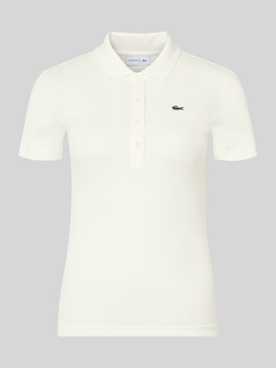 Productfoto, Slim Fit Poloshirt aus reiner Baumwolle van Lacoste Sport, effen wit, polokraag, korte knoopsluiting, logo-detail, fijnrib.