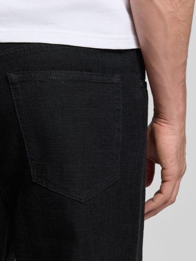 HUGO Jeansy o kroju loose fit z szerokimi nogawkami z czystej bawełny model 'HUGO 554' Czarny 3