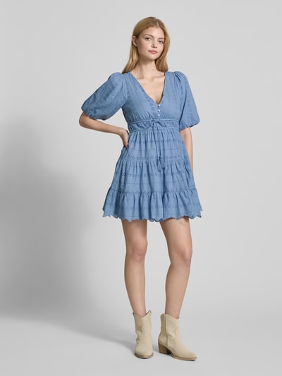 Pepe Jeans Minikleid mit V-Ausschnitt Blau 1