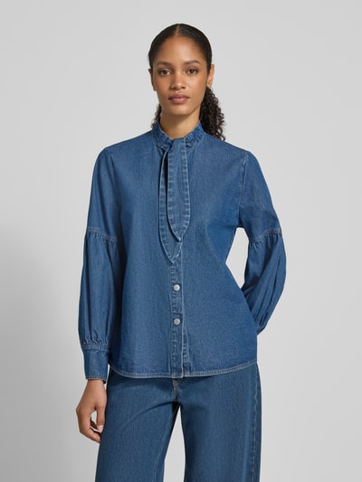 Jake*s Casual Hemdbluse in Denim-Optik Dunkelblau 4