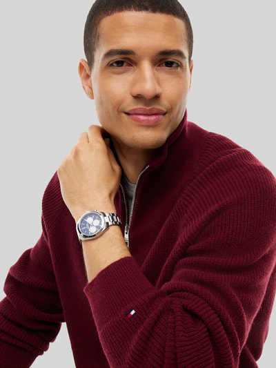 Tommy Hilfiger Regular Fit Troyer mit Woll-Baumwoll-Anteil  Bordeaux 3