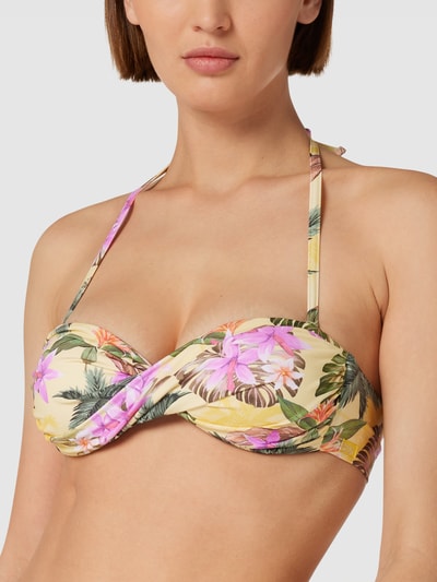 Banana Moon Bikini-Oberteil mit floralem Muster Modell 'BORO' Hellgelb 3