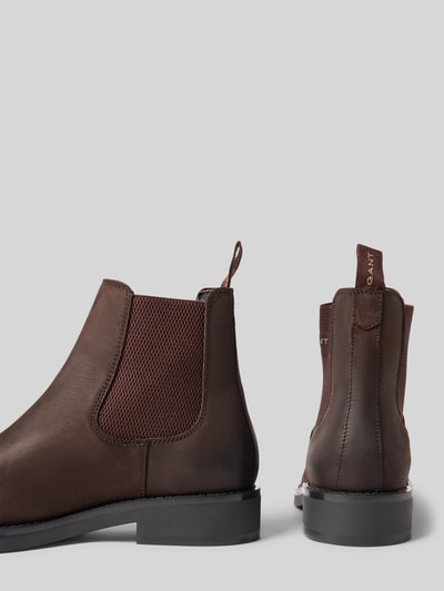 Gant Chelsea boots met logostitching, model 'Prepdale' Donkerbruin - 2