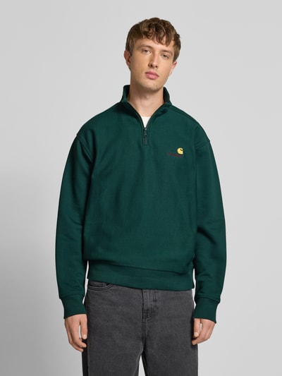 Carhartt Work In Progress Sweatshirt met opstaande kraag en ritssluiting Donkergroen - 4