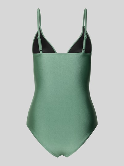 Produktfoto, Badeanzug mit Shaping-Effekt Modell 'Isla' von Barts aus Elastischer-Material-Mix in matter grüner Optik mit verstellbaren Spaghettiträgern und Falten-Optik