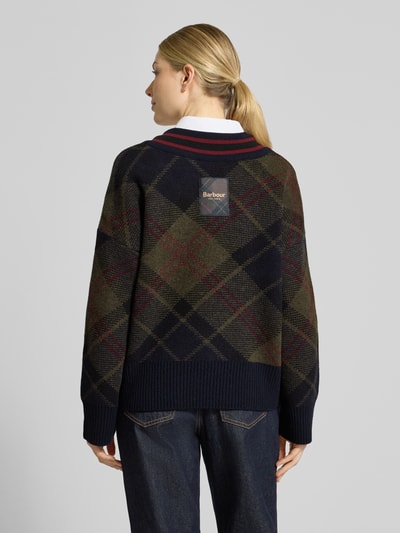 Barbour Pullover met contrasterende v-hals model 'SHAE' Marineblauw - 5