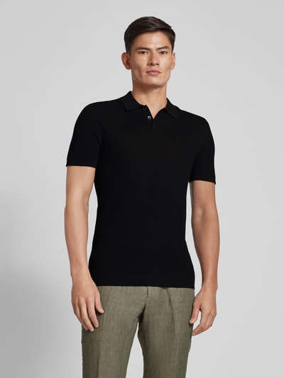DRYKORN Slim Fit Poloshirt mit Strukturmuster Modell 'Triton' Black 4