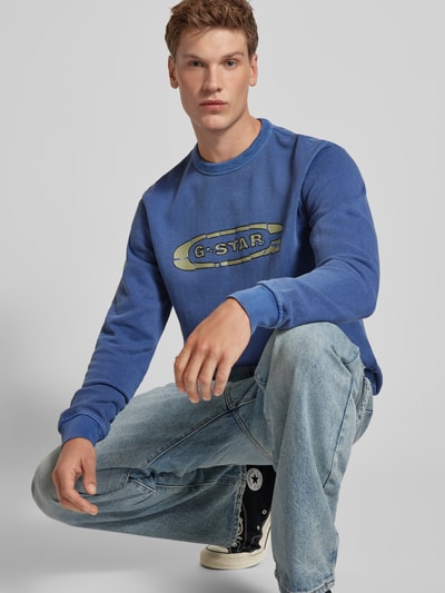 G-Star Raw Sweatshirt mit Label-Print Modell 'Destroyed' Bleu 3