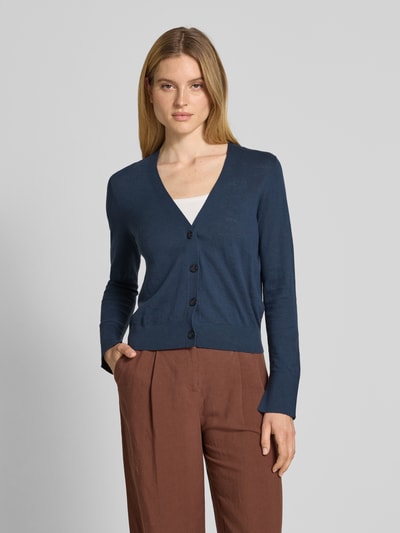 Marc O'Polo Slim Fit Strickjacke aus Baumwoll-Leinen-Mix Marine 4