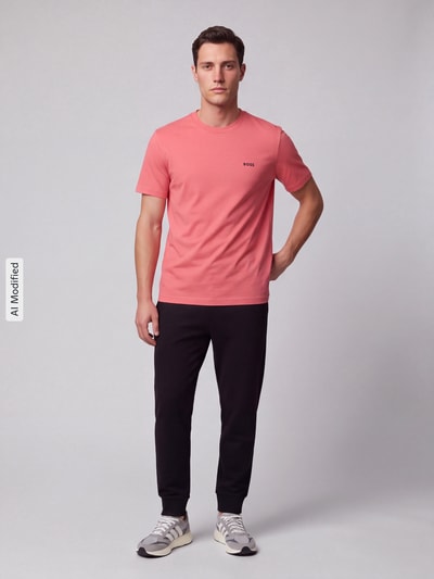 BOSS Green Regular Fit T-Shirt mit kleinem Logo-Schriftzug Pink 1