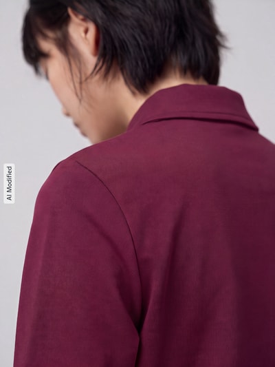 s.Oliver RED LABEL Regular fit blouse met lange mouwen van katoenmix Bordeaux - 3