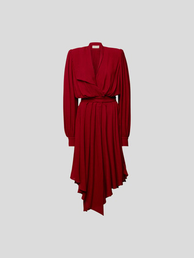 Alexandre Vauthier Midikleid mit Karomuster Kirschrot 2