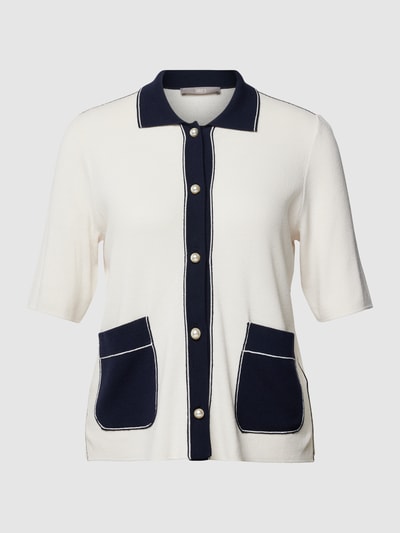 Jake*s Collection Poloshirt aus Viskose-Mix mit Knopfleiste Ecru 2