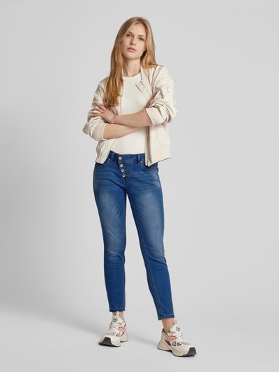 Buena Vista Slim fit jeans met asymmetrische knoopsluiting, model 'Malibu' Blauw - 1