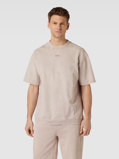 HUGO Oversized T-Shirt mit Label-Detail Modell 'Dandalor' Beige 4
