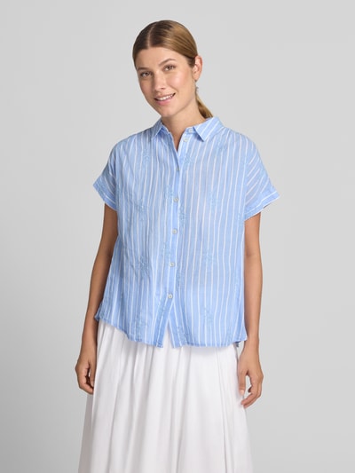 Christian Berg Woman regular fit blouse met stitchings en kapmouwen Bleu - 4