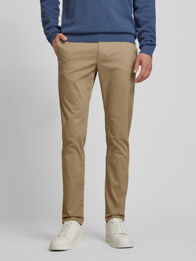 Tommy Hilfiger Slim fit chino met knoop- en ritssluiting, model 'BLEECKER' Kaki - 4