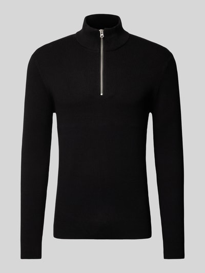 Only & Sons Regular fit gebreide pullover met opstaande kraag, model 'PHIL' Zwart - 2