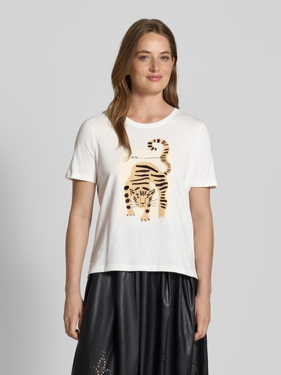 Oui T-Shirt mit Motiv-Print Weiss 4