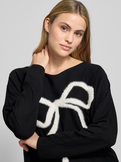 s.Oliver BLACK LABEL Relaxed fit pullover van viscosemix Zwart - 3