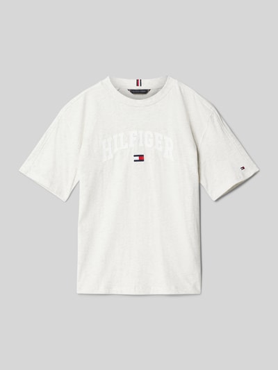 Tommy Hilfiger Teens T-Shirt mit Label-Stitching Modell 'VARSITY' Offwhite Melange 1