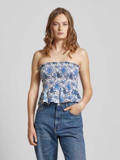 Only Bandeau-Top mit Smok-Details Modell 'KATIE' Bleu 4