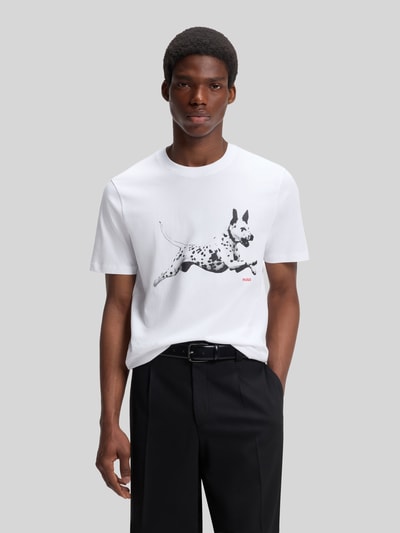 HUGO męski t-shirt o kroju regular fit z czystej bawełny Biały 4