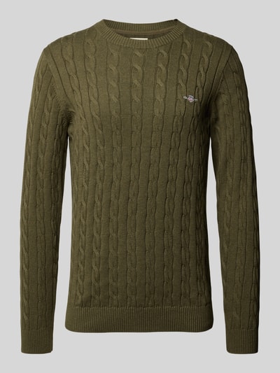 Gant Gebreide pullover met ribboorden Kaki - 2