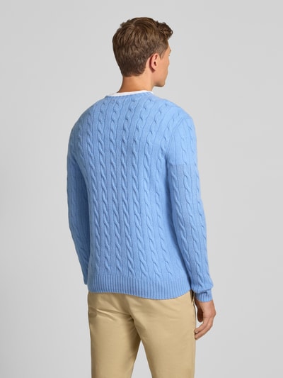 Polo Ralph Lauren Sweter z dzianiny o kroju regular fit z mieszanki wełny i kaszmiru Jeansowy niebieski 5