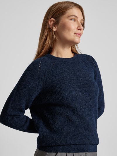 MOS MOSH Gebreide pullover met raglanmouwen, model 'Tammy Thora' Marineblauw - 3