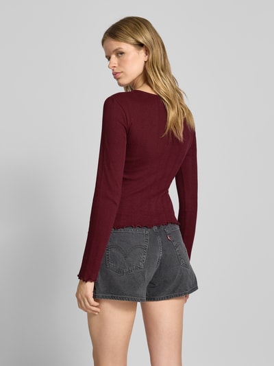 Pieces Kurtka z dzianiny o kroju slim fit z czystej bawełny model ‘MARIE’ Ciemnoczerwony 5